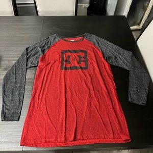 Vintage DC 3/4 length sleeves shirt , baseball type shirt, Red/Blk , XL